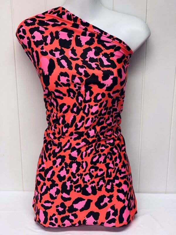 Orange Pink Leopard stretch spandex fabric